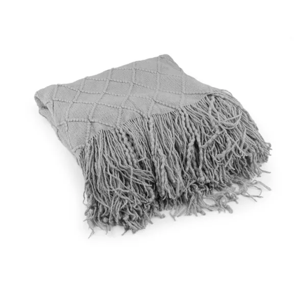 Kötött takaró rojtos 130x155 cm - 5 vil szürkéskék (2 db-os csomagolás) Kötött takaró rojtos 130x155 cm - 5 vil szürkéskék (2 db-os csomagolás)