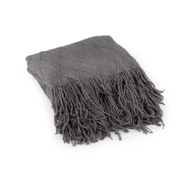   Kötött takaró rojtos 130x155 cm - 6 szürke (1 db-os csomagolás)