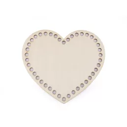 Horgolható fa alap / kosár készítésre szív 15x17 cm