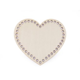 Horgolható fa alap / kosár készítésre szív 15x17 cm