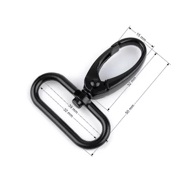   Fém forgós karabiner szélesség 32 mm-es befűző - fekete lakk (30 db-os csomagolás)