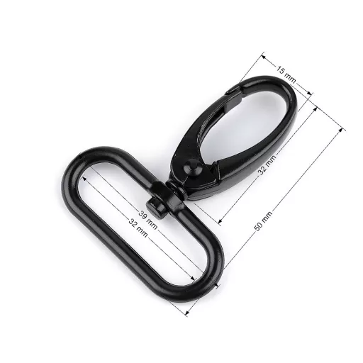 Fém forgós karabiner szélesség 32 mm-es befűző