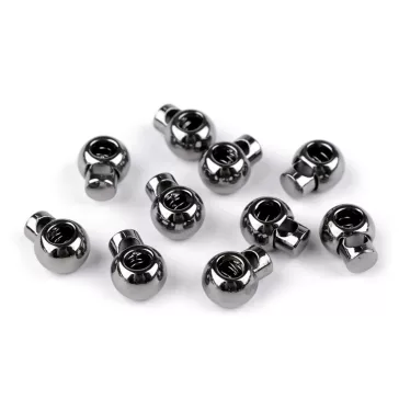   Rugós, zsinór szabályozó, zsinórvég 14x18 mm - 3 nikkel fekete (100 db-os csomagolás)