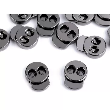   Rugós, zsinór szabályozó, zsinórvég 15x18 mm malacka - 3 nikkel fekete (100 db-os csomagolás)