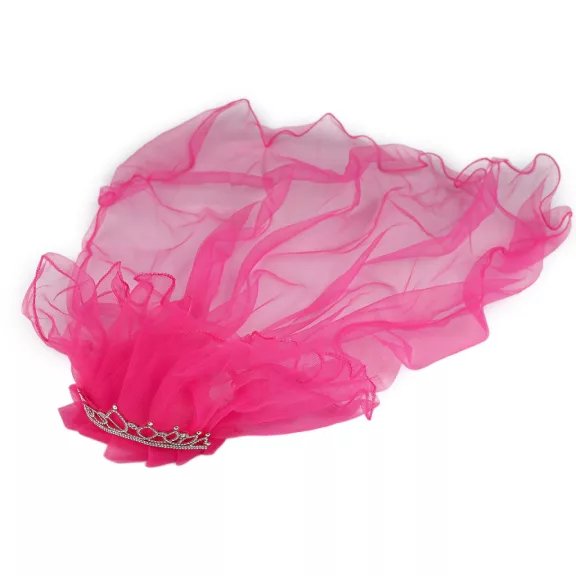Hajpánt / Korona fátyollal - partira / lánybúcsúra - 17 pink (1 db-os csomagolás) Hajpánt / Korona fátyollal - partira / lánybúcsúra - 17 pink (1 db-os csomagolás)