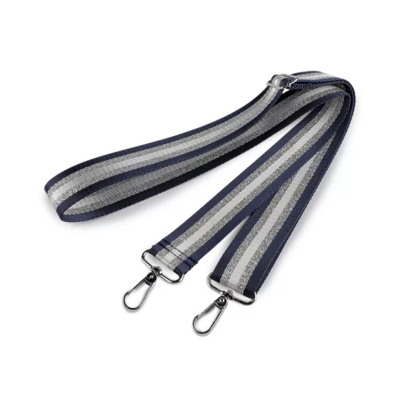 Textil táskapánt / táska heveder karabinerrel szélessége 3,8 cm - 44 blue dark ezüst (1 db-os csomagolás) Textil táskapánt / táska heveder karabinerrel szélessége 3,8 cm - 44 blue dark ezüst (1 db-os csomagolás)