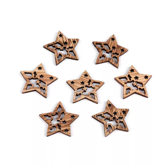 Fa pehely, csillag, harang - 2 természetes barna csillag (10 db-os csomagolás) Fa pehely, csillag, harang - 2 természetes barna csillag (10 db-os csomagolás)