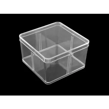   Műanyag doboz / box tetővel 9,5x9,5x5,5 cm - Transparent (12 db-os csomagolás)