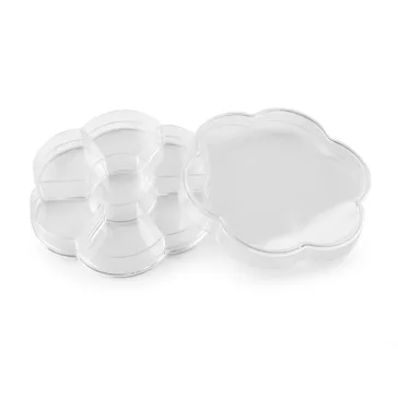   Műanyag rekeszes tárolódoboz / virág alakú kiegészítőknek Ø10 cm - Transparent (1 db-os csomagolás)