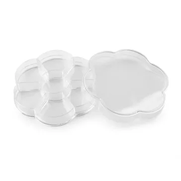   Műanyag rekeszes tárolódoboz / virág alakú kiegészítőknek Ø10 cm - Transparent (4 db-os csomagolás)