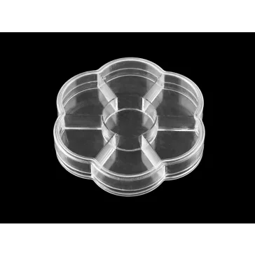   Műanyag rekeszes tárolódoboz / virág alakú kiegészítőknek Ø10 cm - Transparent (4 db-os csomagolás)