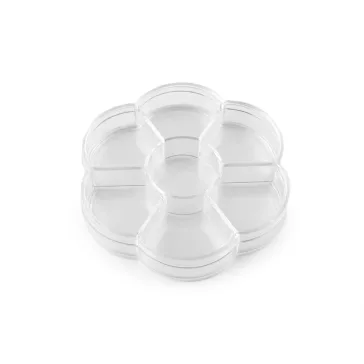   Műanyag rekeszes tárolódoboz / virág alakú kiegészítőknek Ø10 cm - Transparent (20 db-os csomagolás)