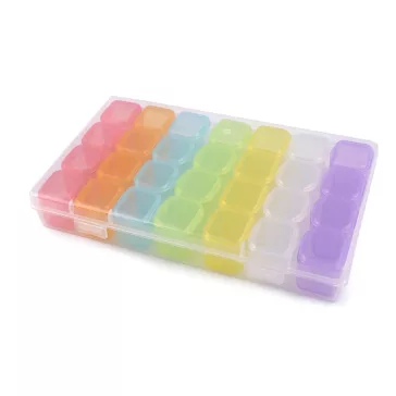  Műanyag tárolódoboz / doboz kiegészítőknek 28 rekesz strassztartó - 1 multicolor (4 db-os csomagolás)