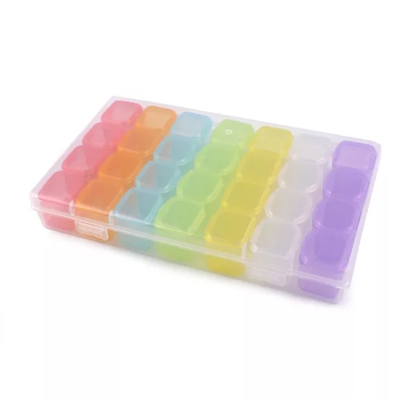 Műanyag tárolódoboz / doboz kiegészítőknek 28 rekesz strassztartó - 1 multicolor (10 db-os csomagolás) Műanyag tárolódoboz / doboz kiegészítőknek 28 rekesz strassztartó - 1 multicolor (10 db-os csomagolás)