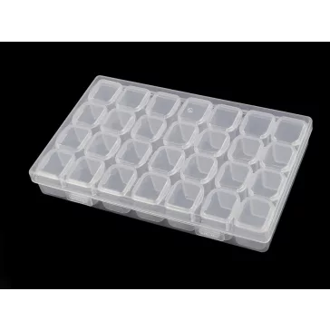   Műanyag tárolódoboz / doboz kiegészítőknek 28 rekesz strassztartó - 2 Transparent (10 db-os csomagolás)