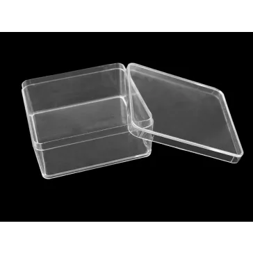   Műanyag doboz / box tetővel 9,5x9,5x4 cm - Transparent (1 db-os csomagolás)