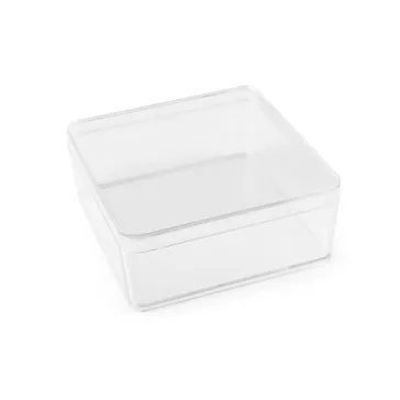   Műanyag doboz / box tetővel 9,5x9,5x4 cm - Transparent (10 db-os csomagolás)