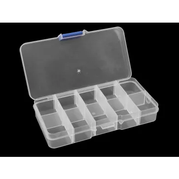   Műanyag rekeszes tároló doboz 6,8x12,7x2,2 cm - Transparent (4 db-os csomagolás)