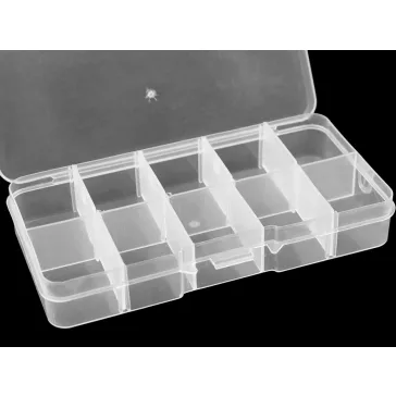   Műanyag rekeszes tároló doboz 6,8x12,7x2,2 cm - Transparent (16 db-os csomagolás)
