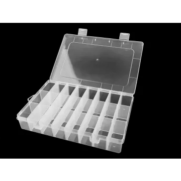  Műanyag rekeszes doboz / box 13x19,5x3,6 cm - Transparent (3 db-os csomagolás)