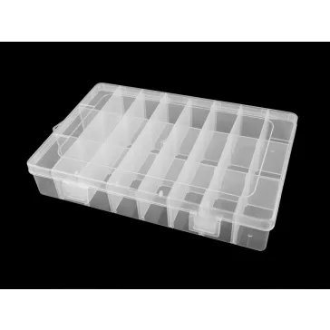   Műanyag rekeszes doboz / box 13x19,5x3,6 cm - Transparent (10 db-os csomagolás)