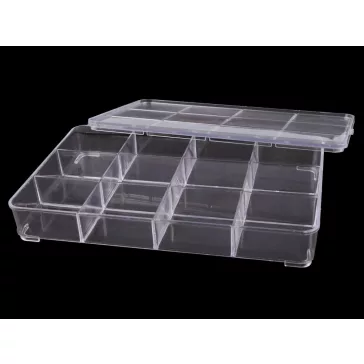   Műanyag rekeszes tároló doboz 15x23x3,4 cm - Transparent (1 db-os csomagolás)