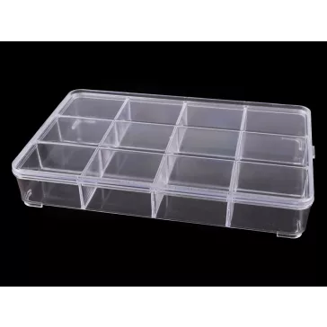   Műanyag rekeszes tároló doboz 15x23x3,4 cm - Transparent (5 db-os csomagolás)