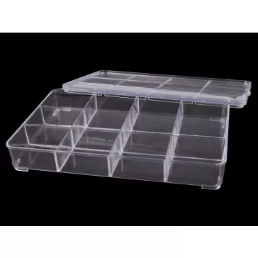   Műanyag rekeszes tároló doboz 15x23x3,4 cm - Transparent (5 db-os csomagolás)