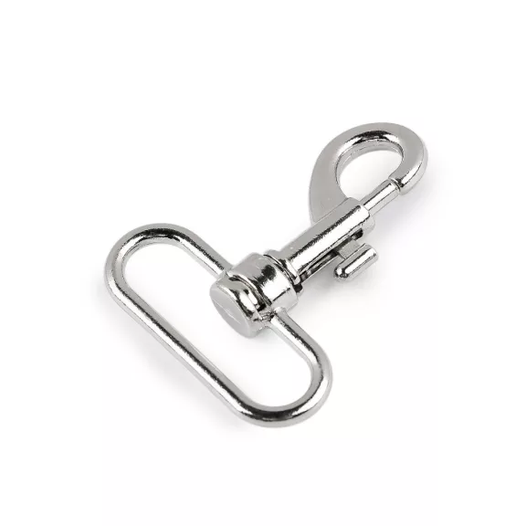 Fém forgós karabiner 38 mm-es befűző - 1 nikkel (10 db-os csomagolás) Fém forgós karabiner 38 mm-es befűző - 1 nikkel (10 db-os csomagolás)
