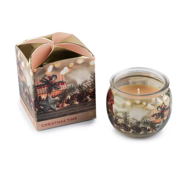 Karácsonyi illasított gyertya 90 g üveg viasz pamut - 3 (Christmas Time) krémszín (1 db-os csomagolás) Karácsonyi illasított gyertya 90 g üveg viasz pamut - 3 (Christmas Time) krémszín (1 db-os csomagolás)