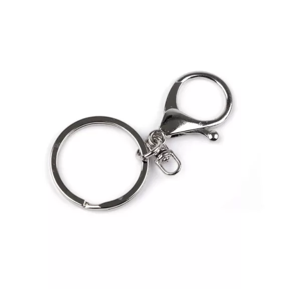 Kulcskarika karabiner kapoccsal - 1 nikkel (50 db-os csomagolás) Kulcskarika karabiner kapoccsal - 1 nikkel (50 db-os csomagolás)