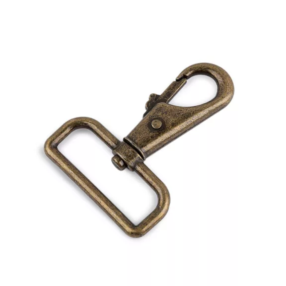 Fém forgós karabiner 40 mm-es befűző - 2 ósárgaréz (5 db-os csomagolás) Fém forgós karabiner 40 mm-es befűző - 2 ósárgaréz (5 db-os csomagolás)