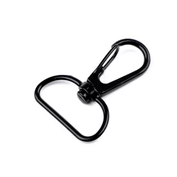   Fém forgós karabiner 25 mm-es befűző - fekete lakk (20 db-os csomagolás)