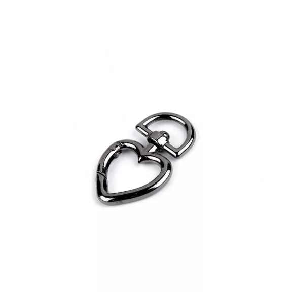 Fém forgós karabiner szív 15 mm-es befűző - 4 nikkel fekete (1 db-os csomagolás) Fém forgós karabiner szív 15 mm-es befűző - 4 nikkel fekete (1 db-os csomagolás)