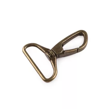   Fém forgós karabiner 38 mm-es befűző - 4 ósárgaréz (3 db-os csomagolás)
