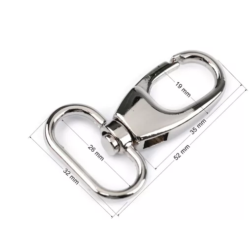 Fém forgós karabiner 26 mm-es befűző