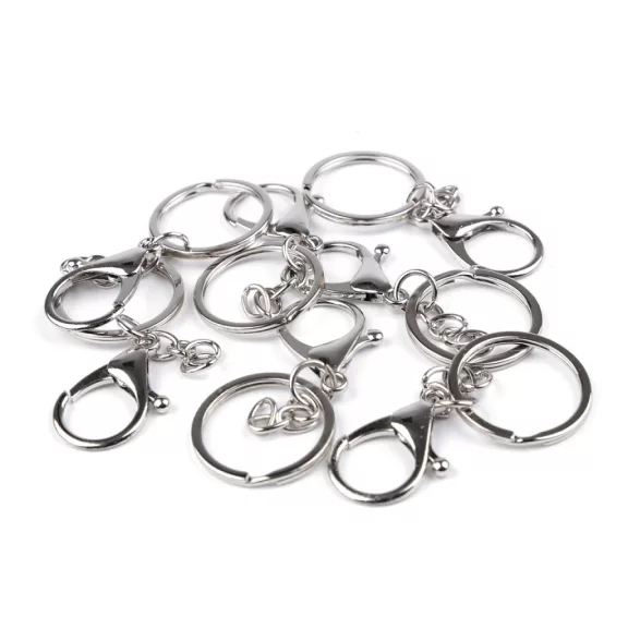 Karabiner karika lánccal kulcstartó - nikkel (2 db-os csomagolás) Karabiner karika lánccal kulcstartó - nikkel (2 db-os csomagolás)