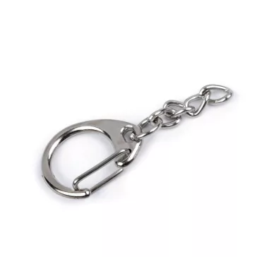   Karabiner karika lánccal kulcstartó 18x48 mm - nikkel (5 db-os csomagolás)