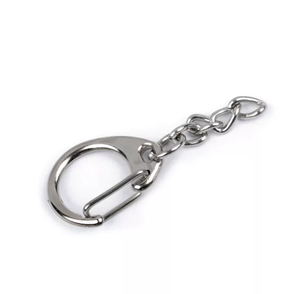 Karabiner karika lánccal kulcstartó 18x48 mm - nikkel (5 db-os csomagolás) Karabiner karika lánccal kulcstartó 18x48 mm - nikkel (5 db-os csomagolás)