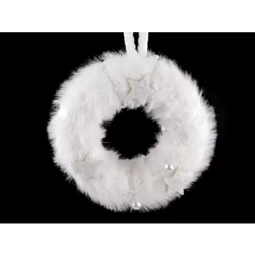   Műbőr koszorú akasztásra Ø11 cm - 1 fehér (1 db-os csomagolás)