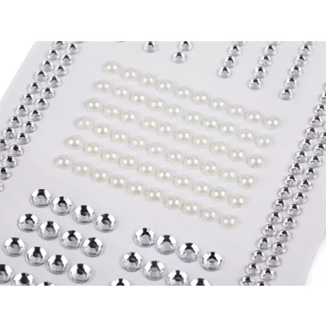   Öntapadó strasszok és gyöngyök öntapadó csíkon - crystal gyöngyös (3 card)