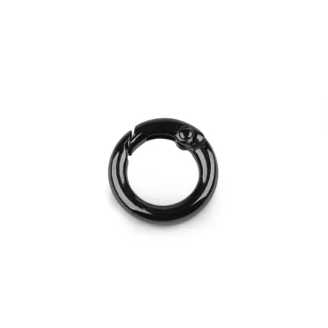   Gömbölyű karabiner táskára / karika kulcsra Ø13 mm - 2 nikkel fekete (50 db-os csomagolás)
