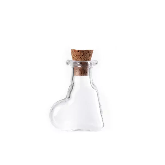 Üvegcse parafadugóval, száiv, csillag, lombik - 6 Transparent szív (5 fiola) Üvegcse parafadugóval, száiv, csillag, lombik - 6 Transparent szív (5 fiola)