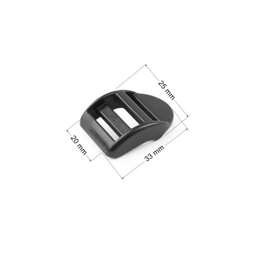 Műanyag szorító hevedercsat 20 mm füles szabályozó