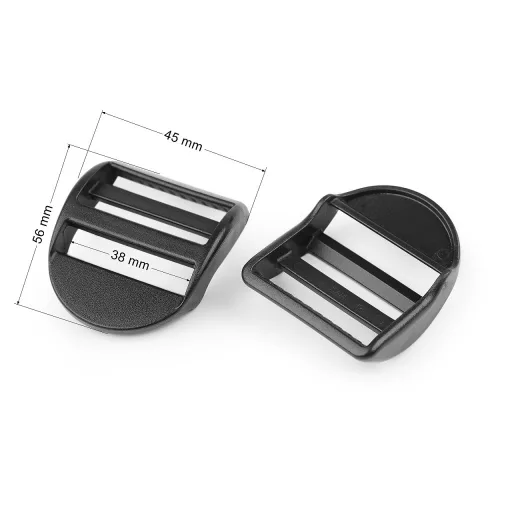 Műanyag szorító / bújtató hevedercsat 38 mm füles szabályozó