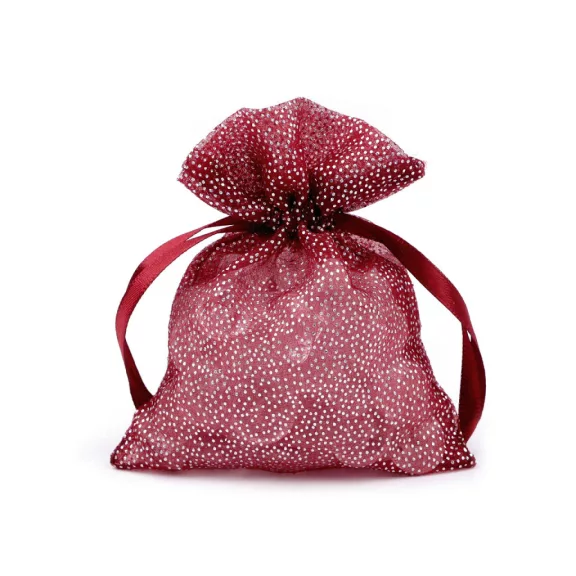Ajándék zsákocska 10x13 cm organza glitterekkel - 5 bordó (10 db-os csomagolás) Ajándék zsákocska 10x13 cm organza glitterekkel - 5 bordó (10 db-os csomagolás)