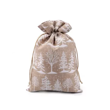   Ajándék tasak fenyőfa 20x30 cm juta utánzat - 1 szürke (10 db-os csomagolás)
