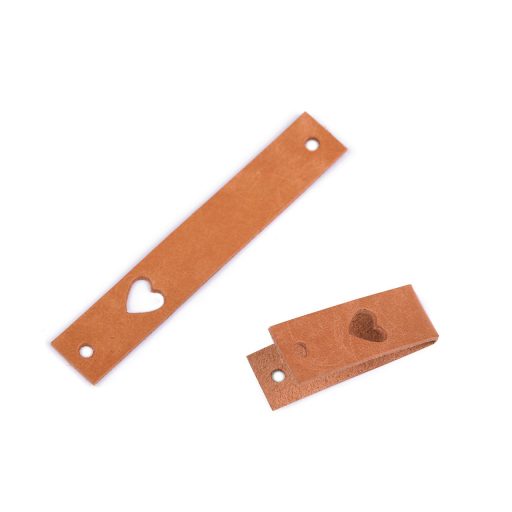 Bőr szív alakú cimke 12x70 mm