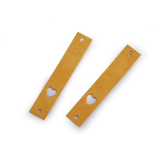 Bőr szív alakú cimke 12x70 mm
