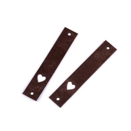 Bőr szív alakú cimke 12x70 mm